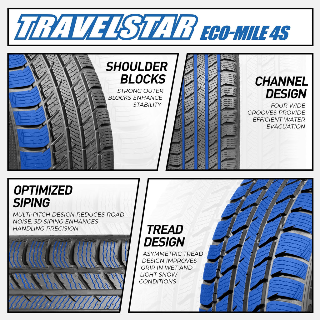 Travelstar ECO-MILE 4S All Weather 215/55R16 97V XL Passenger Tires 215/55/16 (Tire Only) Travelstar