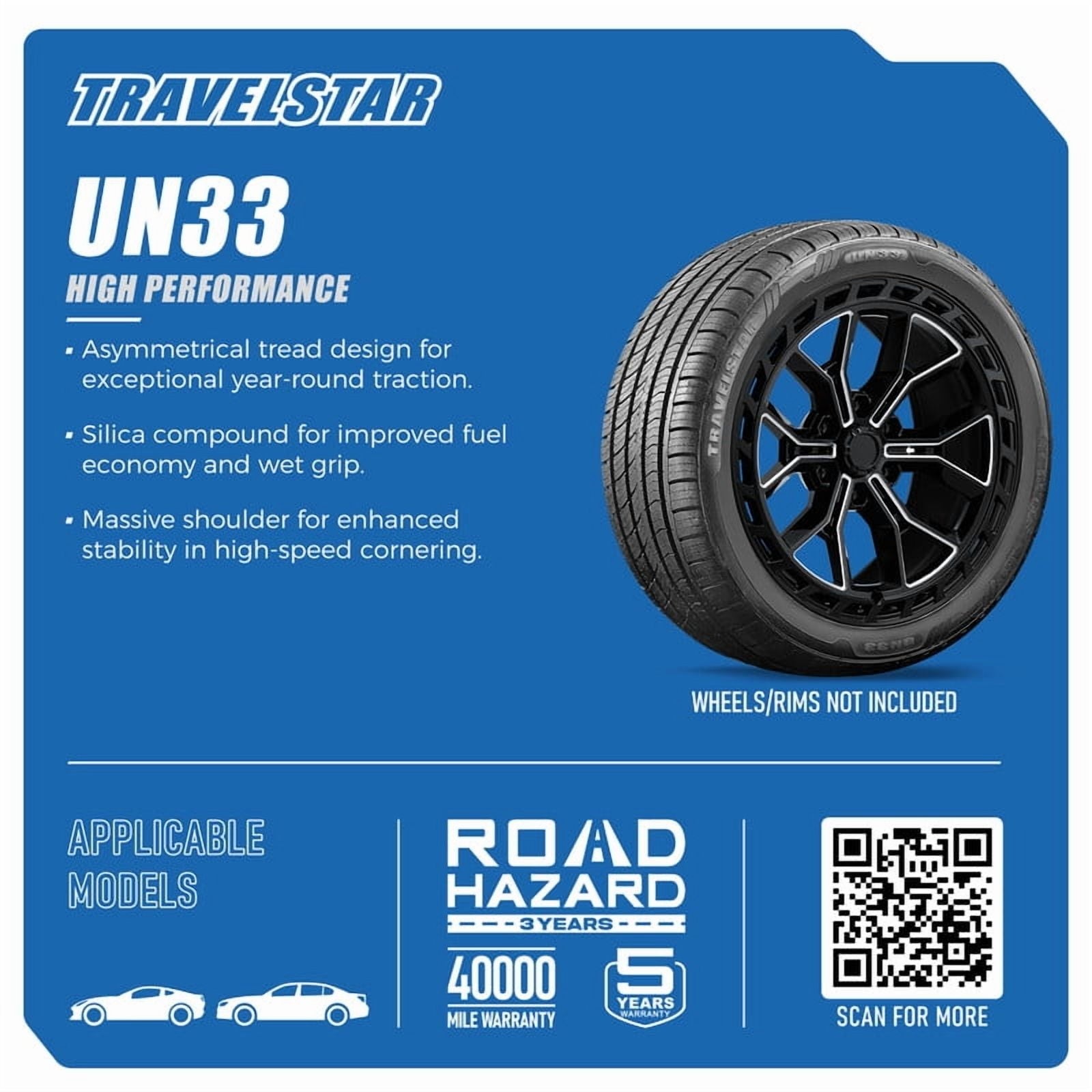 Travelstar UN33 235/50R18 97W High Performance All Season Passenger Tire 235/50/18(Tire Only) Travelstar