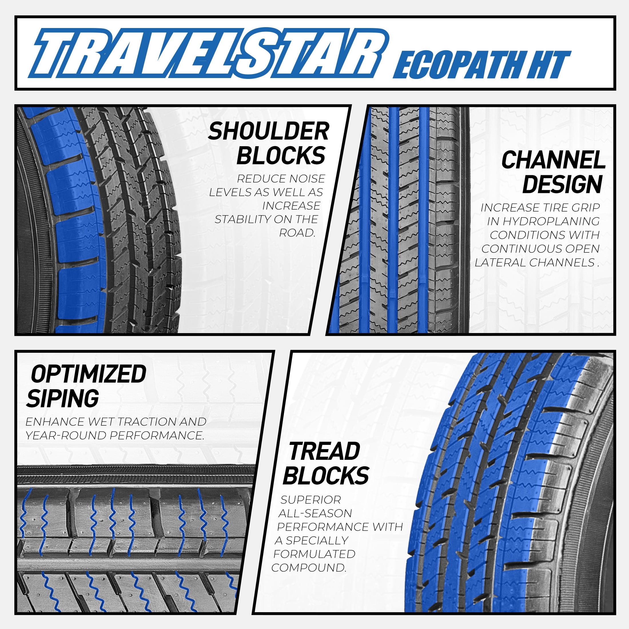 Travelstar ECOPATH HT LT265/70R17 10Ply E 121/118S All Season 265/70/17 Light Truck SUV Tires Travelstar