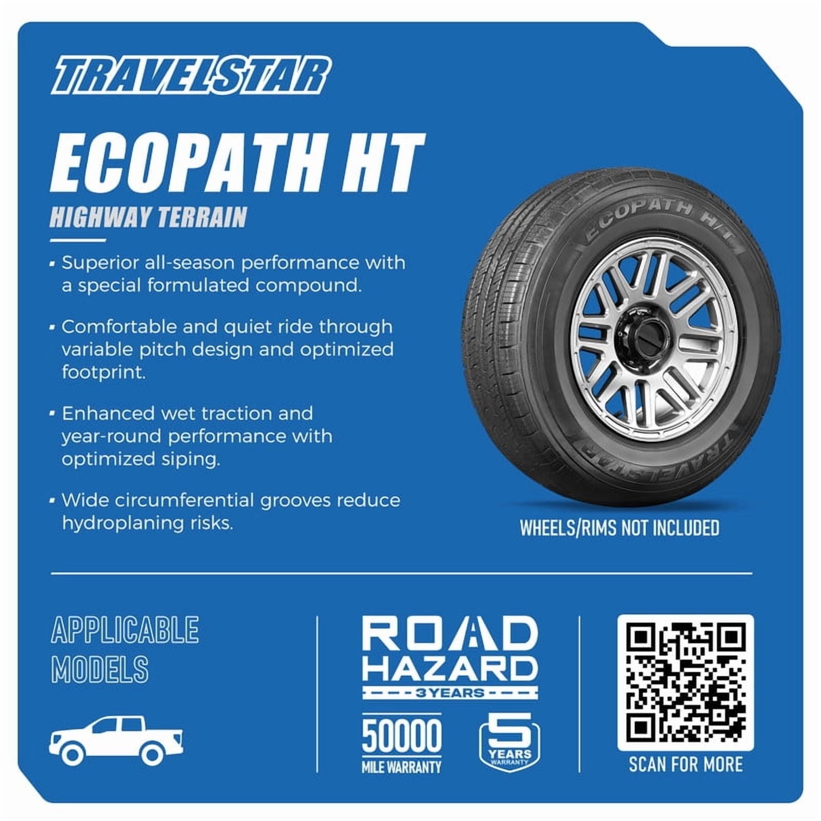 Travelstar ECOPATH HT LT265/70R17 10Ply E 121/118S All Season 265/70/17 Light Truck SUV Tires Travelstar