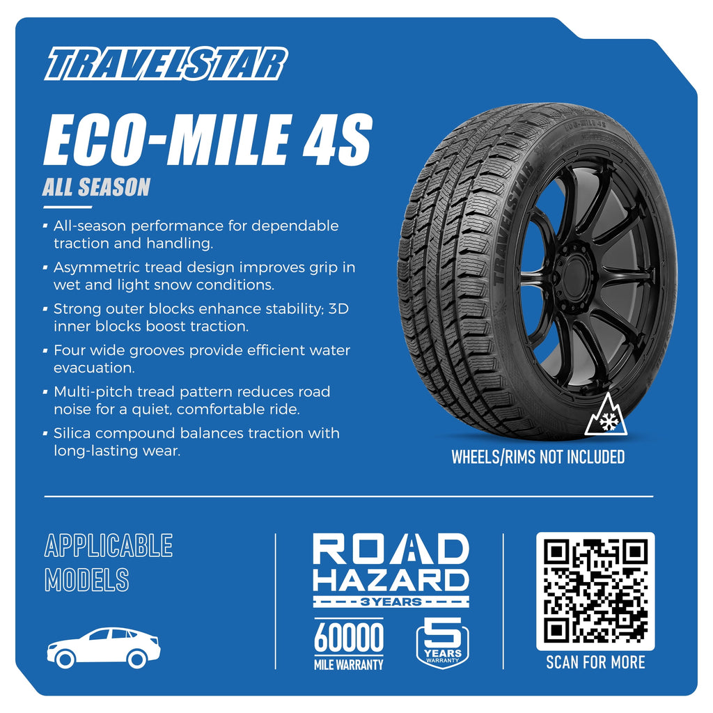Travelstar Eco-Mile 4S 245/60R18 105V All Weather Crossover CUV/SUV Tire 245/60/18(Tire Only) Travelstar