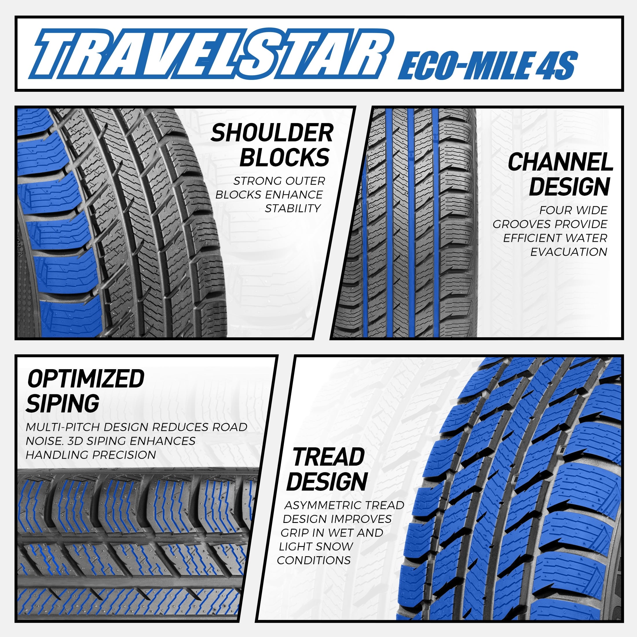 Travelstar Eco-Mile 4S 245/60R18 105V All Weather Crossover CUV/SUV Tire 245/60/18(Tire Only) Travelstar
